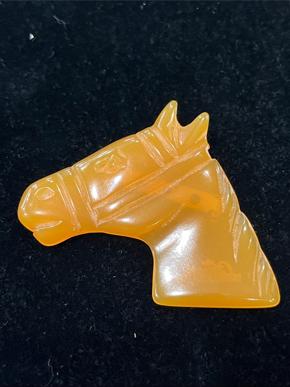 Classic Hardware Horse Head Brooch Amber Lucite Style Western Pin